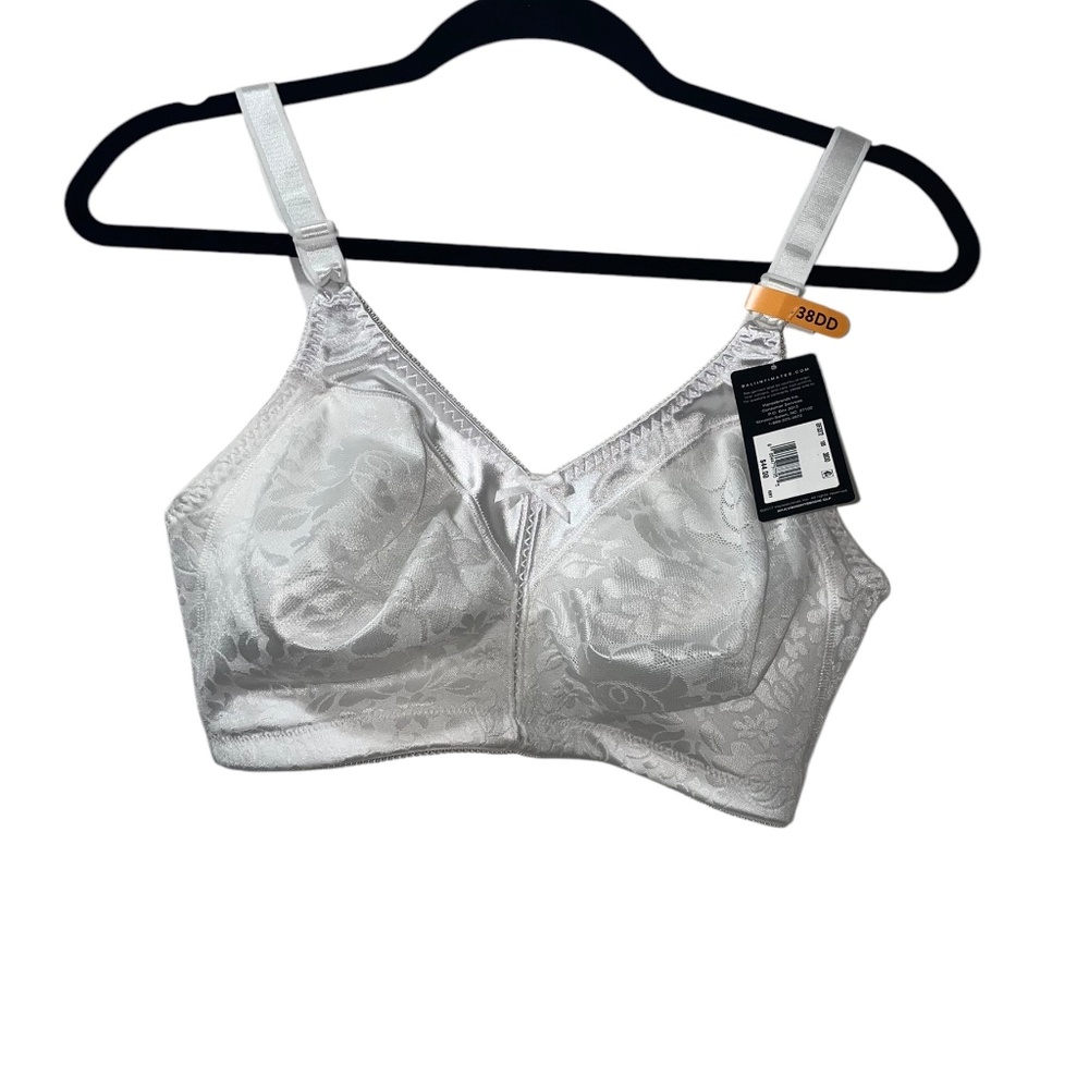 Bali Classic Support Cool Comfort Fabric Wireless White Floral Bra Sz 38DD